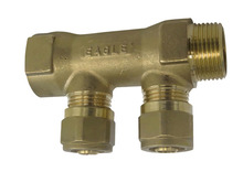 Komplet fordelerrør 2 tilslutninger 3/4"x15 mm